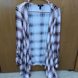 Torrid Pink and Black Plaid overlay/ kimonos